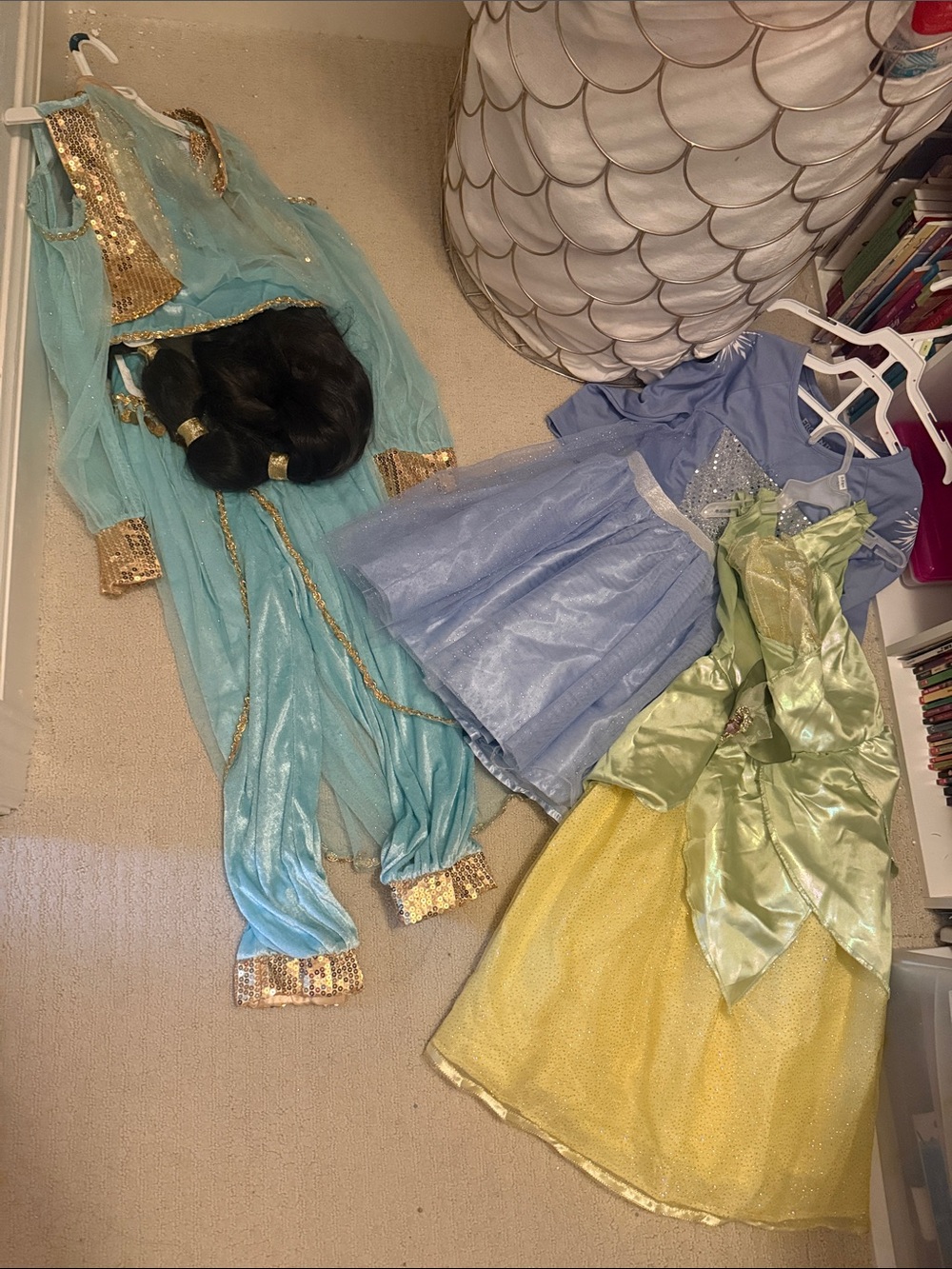 Disney Princess Costume Lot in Light Blue, Aqua, Yellow and Green